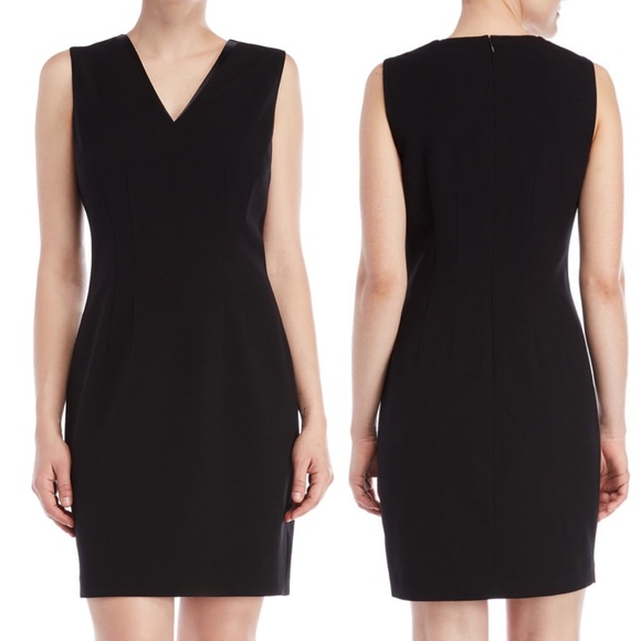 black v neck sheath dress